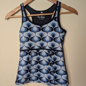 Boden Athletic Tank Top Blue Geometric Print Racerback Workout Womens US 4 UK 8